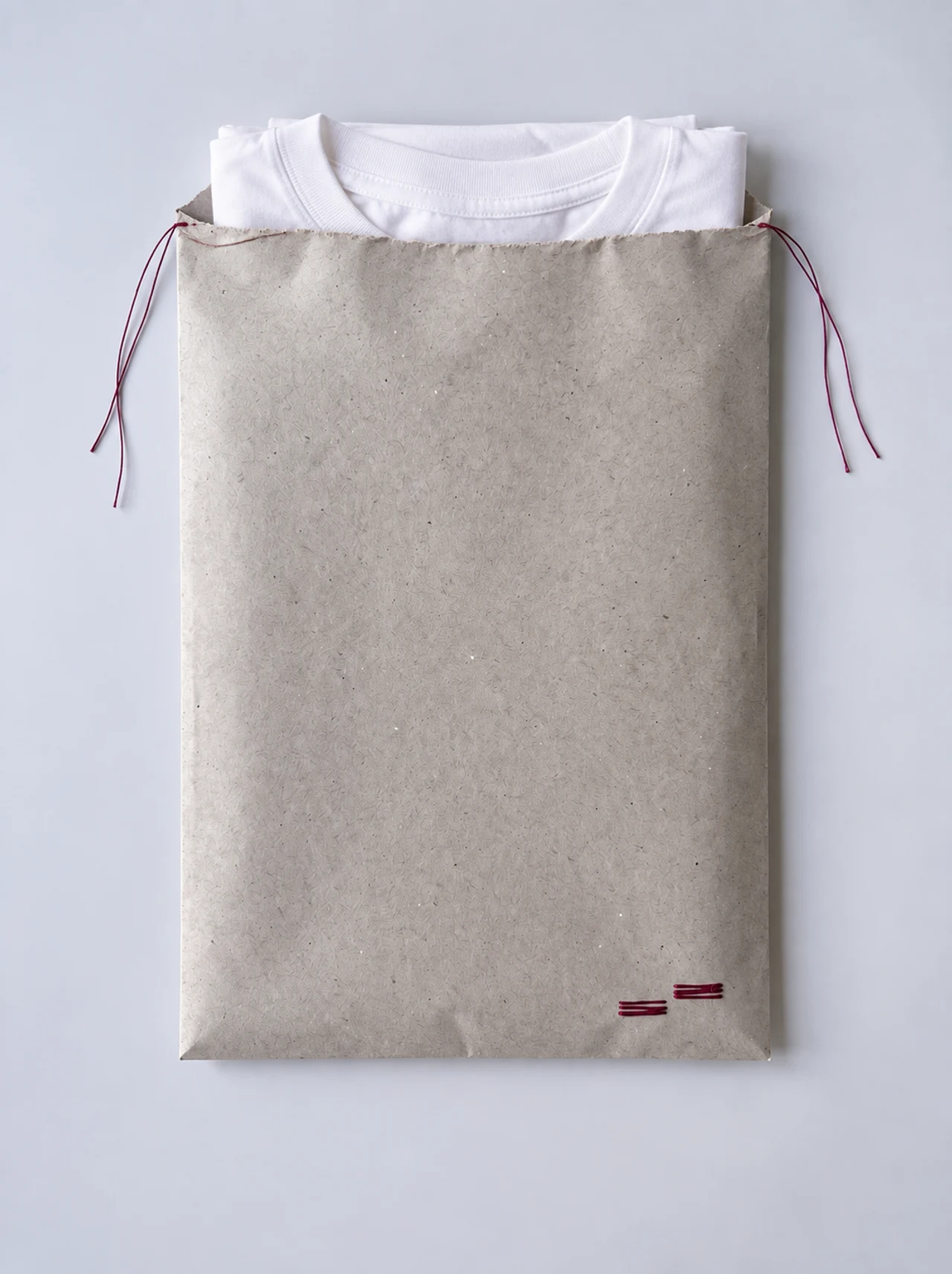 Entwurfsbild: geöffneter Papierumschlag mit gefaltetem Shirt